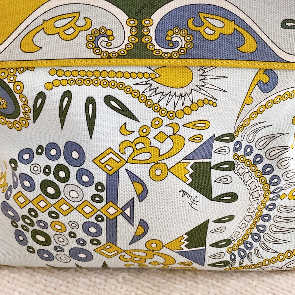 Emilio Pucci Vintage Grey Canvas Printed Top Handle Canvas bag - Picture 13 of 15